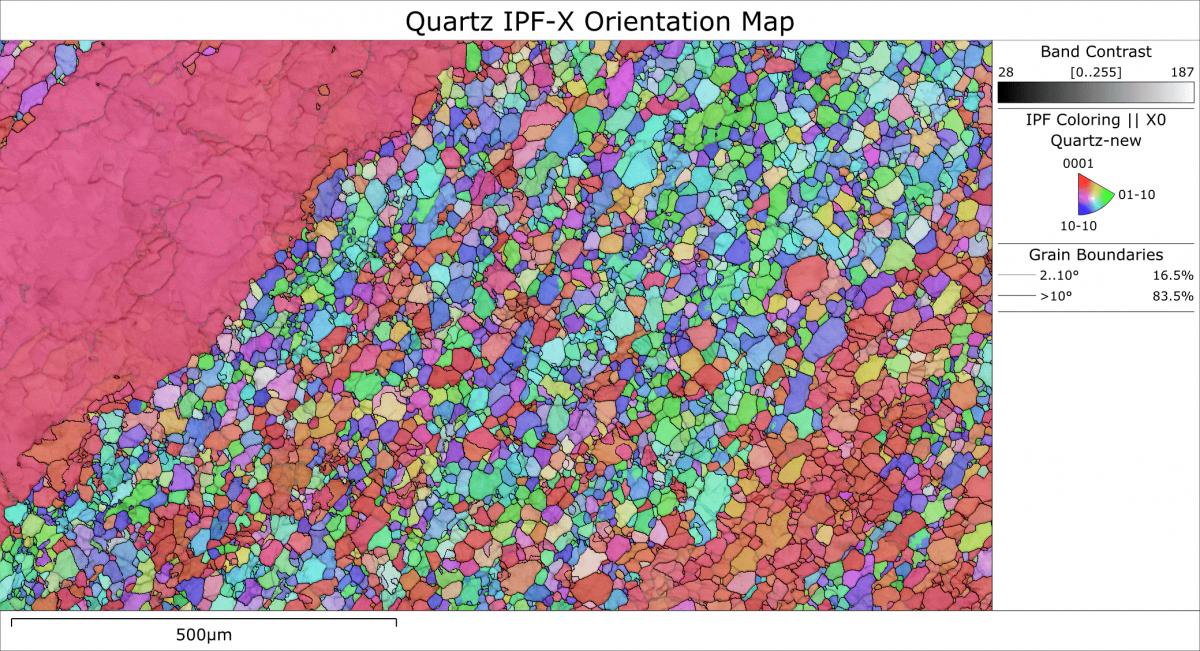 A grain size map (a) and a phase map (b), which is combined with the